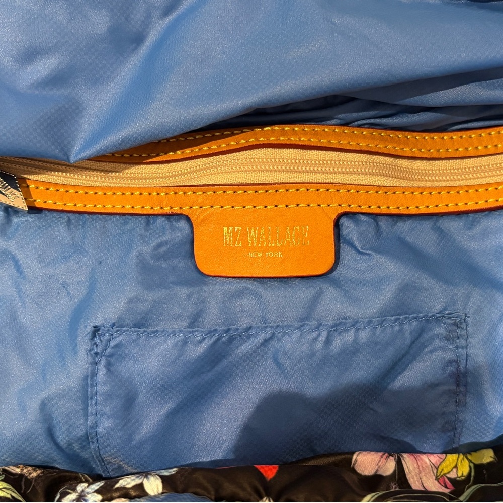 MZ Wallace Floral Quilted Bag with Blue Accents